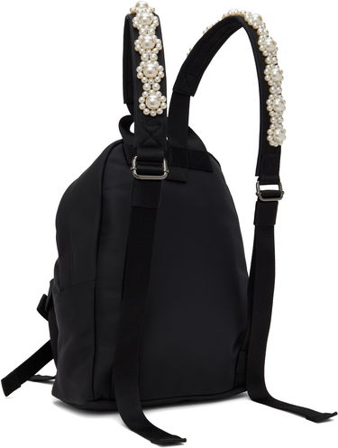 Reppu Simone Rocha Simone Rocha Beaded Utility Bow Backpack Musta | BAG179TB 0761, 2