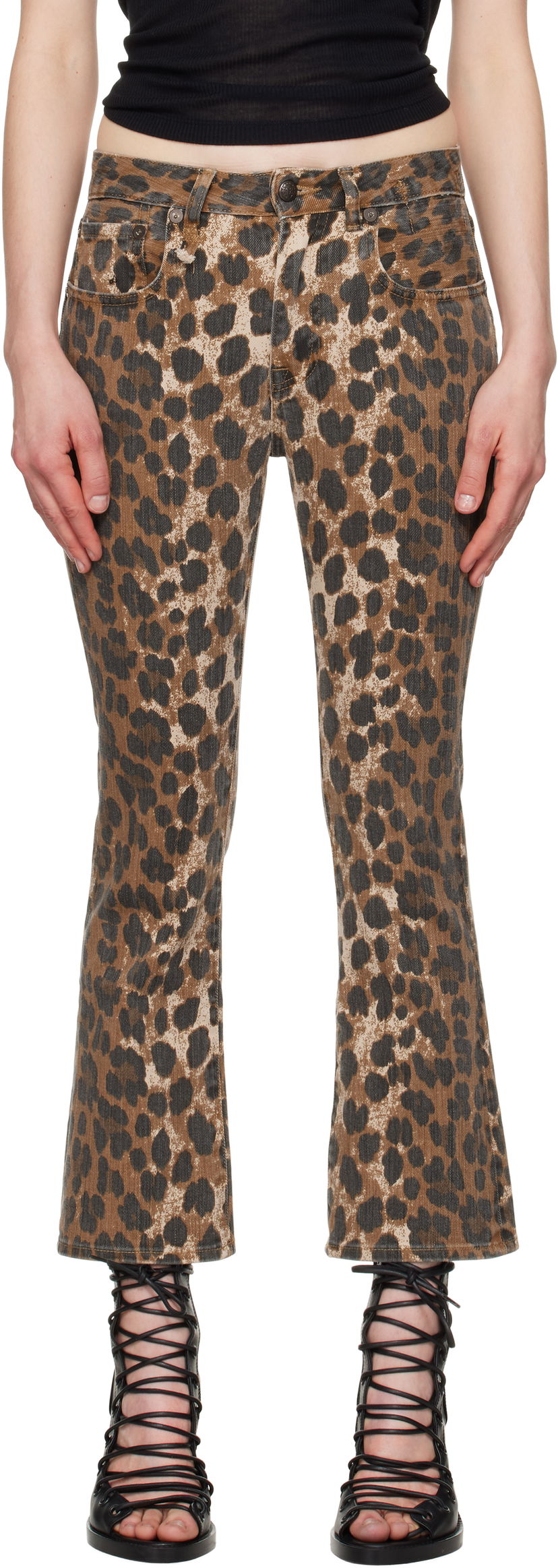 Jeans R13 R13 Leopard Print Kick Fit Jeans Ruskea | R13W0009-D278A
