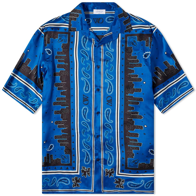 Paita Off-White Bandana Vacation Shirt Sininen | OMGG013S24FAB0034646