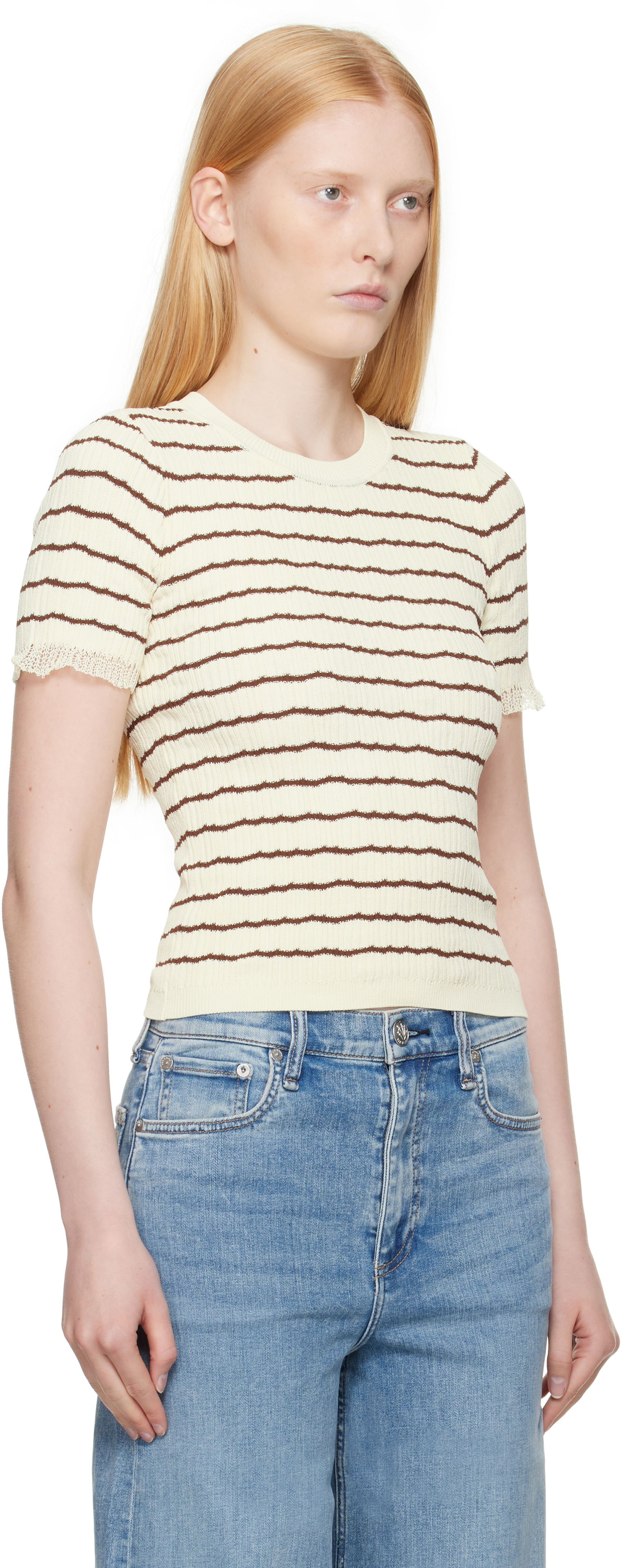 T-paita rag & bone rag & bone Chiara Stripe Crew T-Shirt Keltainen | WAS25P025UG25, 1