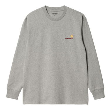 T-paita Carhartt WIP L/S American Script T-Shirt "Grey Heather" Harmaa | I029955_V6_XX, 5