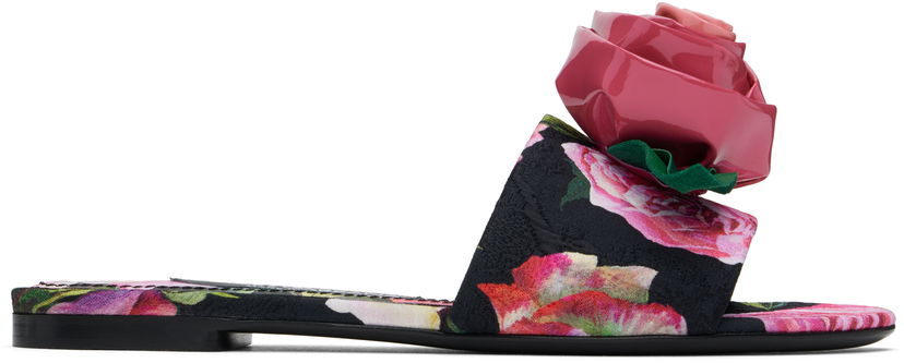 Kengänhoito Dolce & Gabbana Dolce&Gabbana Rose Print Brocade Slide Sandals Monivärinen | CQ0634 A6N91
