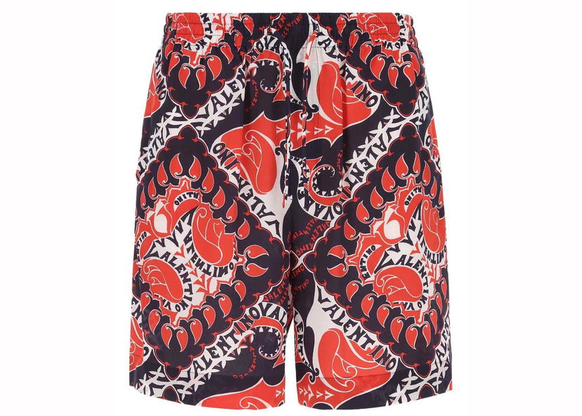 Shortsit Valentino Bandana Drawsting Logo Bermuda Shorts Red Monivärinen | 1V3RDC608KW 7QC