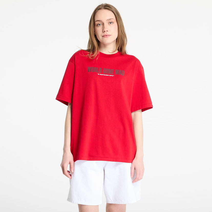 T-paita BAPE A BATHING APE Slogan Relaxed Fit T-Shirt Punainen | 001TEL301318MRED