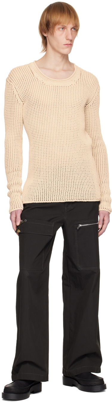 Villapaita Dion Lee Grid Knitted Sweater Beige | C7163R23, 3