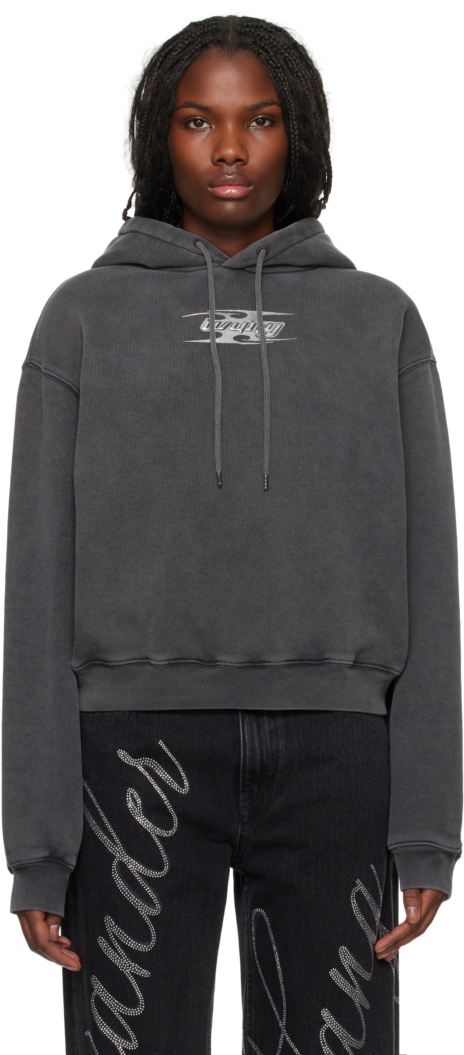 Huppari Alexander Wang Blade Logo-Embossed Hoodie Musta | 4CC4242107, 0