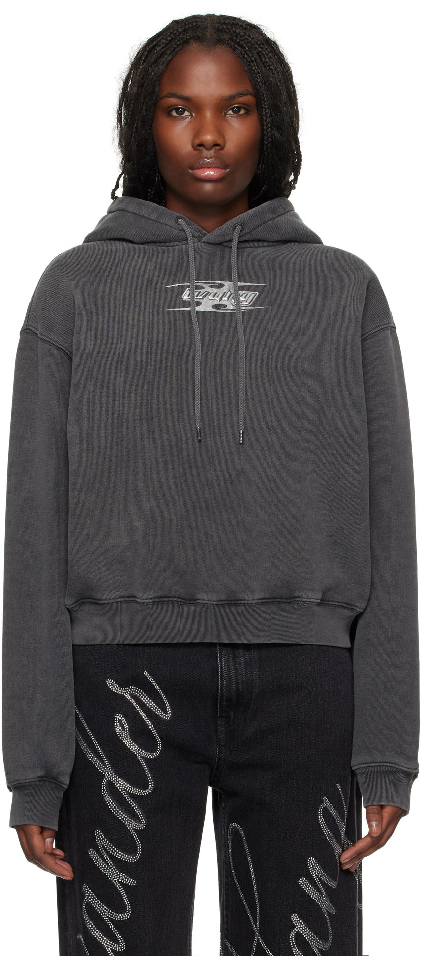Huppari Alexander Wang Blade Logo-Embossed Hoodie Musta | 4CC4242107