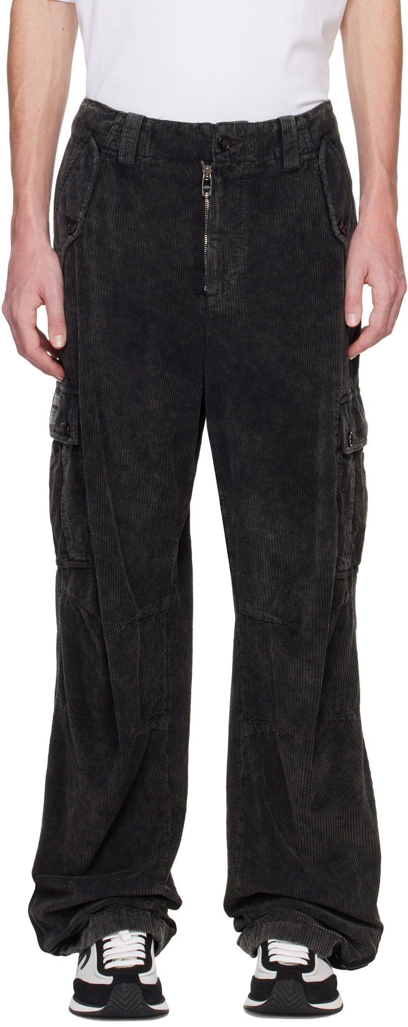 Cargo housut Dolce & Gabbana Re-Edition Garment Dyed Cargo Pants Musta | GP0B9TG8LI1