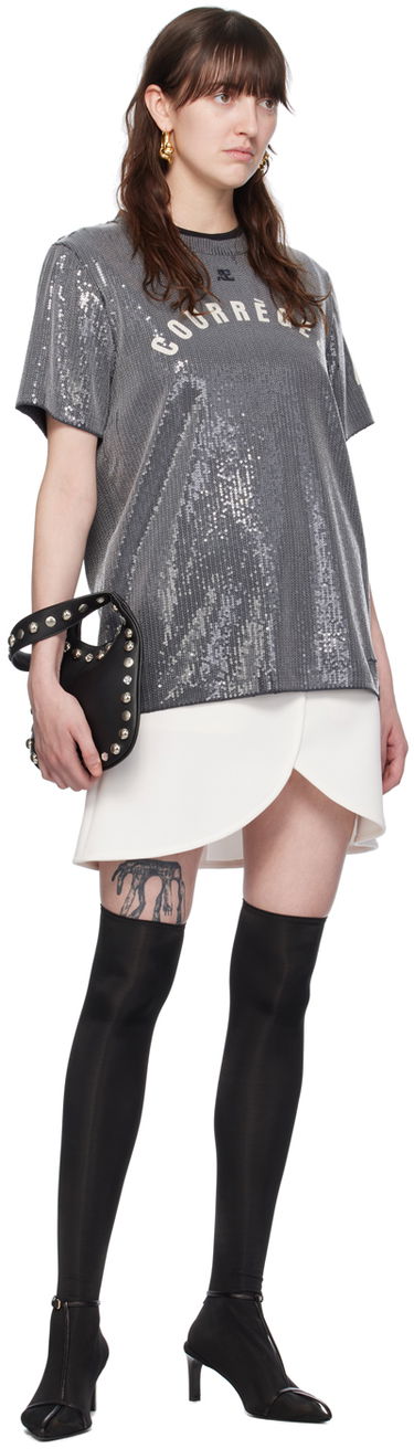T-paita Courrèges Courrèges Sequinned T-Shirt Harmaa | 124JTS008JS0136, 3