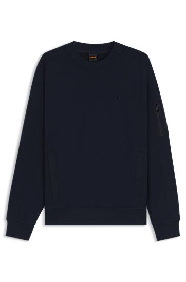 Huppari BOSS Sweatshirt with Zipped Sleeve Pocket Tummansininen | 50543458