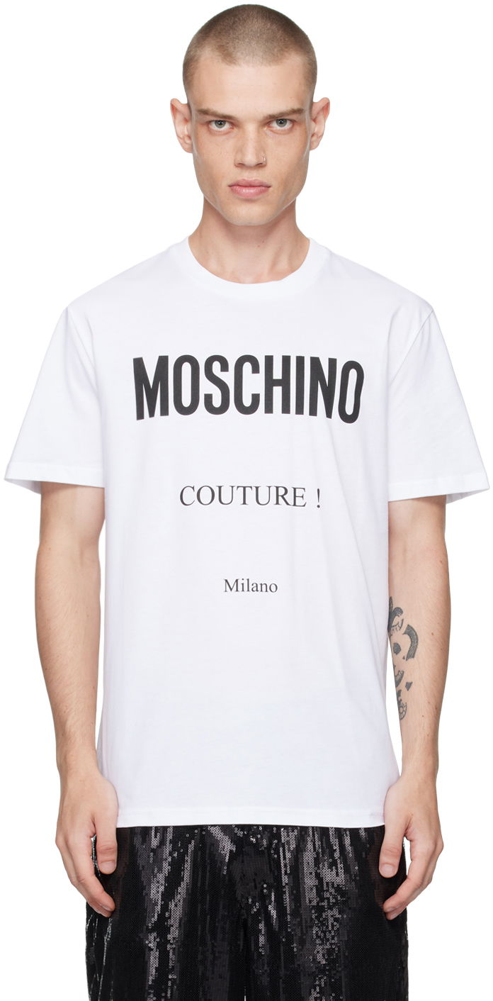 T-paita Moschino White Bonded Logo T-Shirt Valkoinen | 242ZZA071952411001