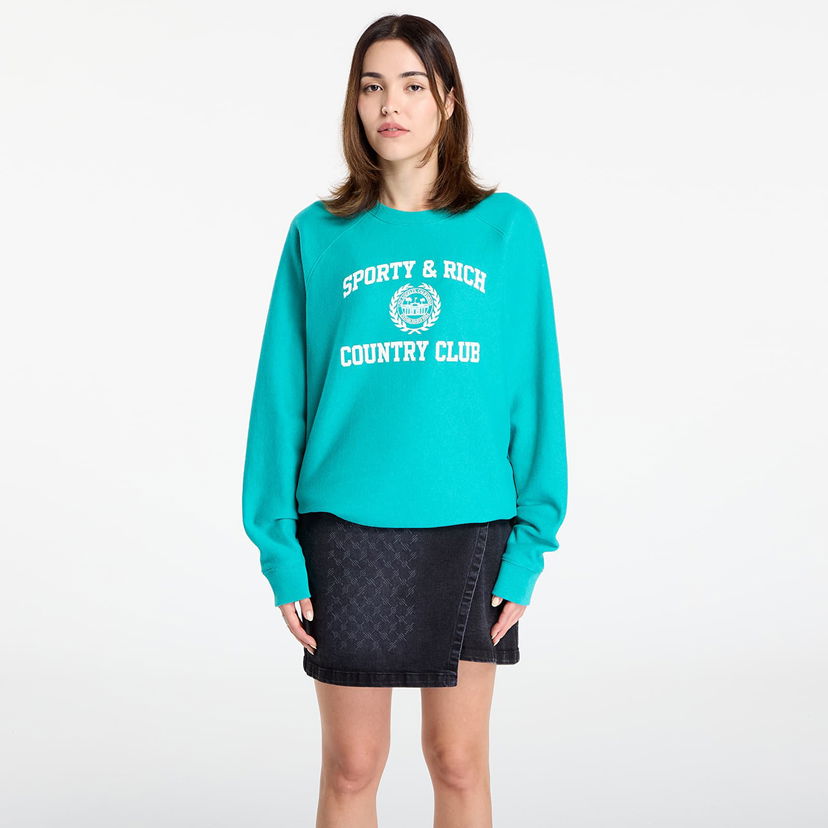 Huppari Sporty & Rich Sporty & Rich Varsity Crest Soft Crewneck Sweatshirt Turkoosi | ST082625218GR37