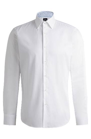 Paita BOSS Easy-Iron Cotton Poplin Regular-Fit Shirt Valkoinen | 50532877