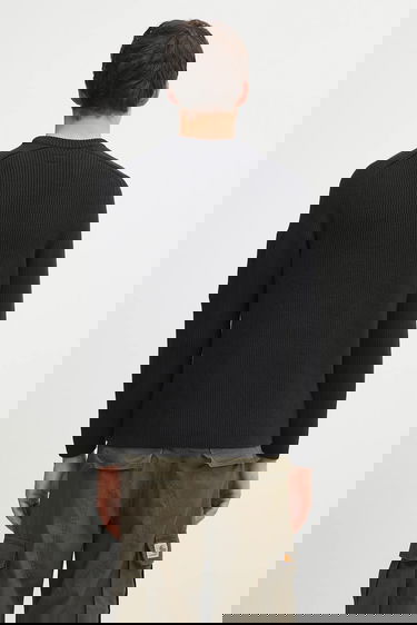 Villapaita C.P. Company C.P. Company Ribbed Knit Sweater with Lens Detail Musta | 19CMKN015A006608A, 2