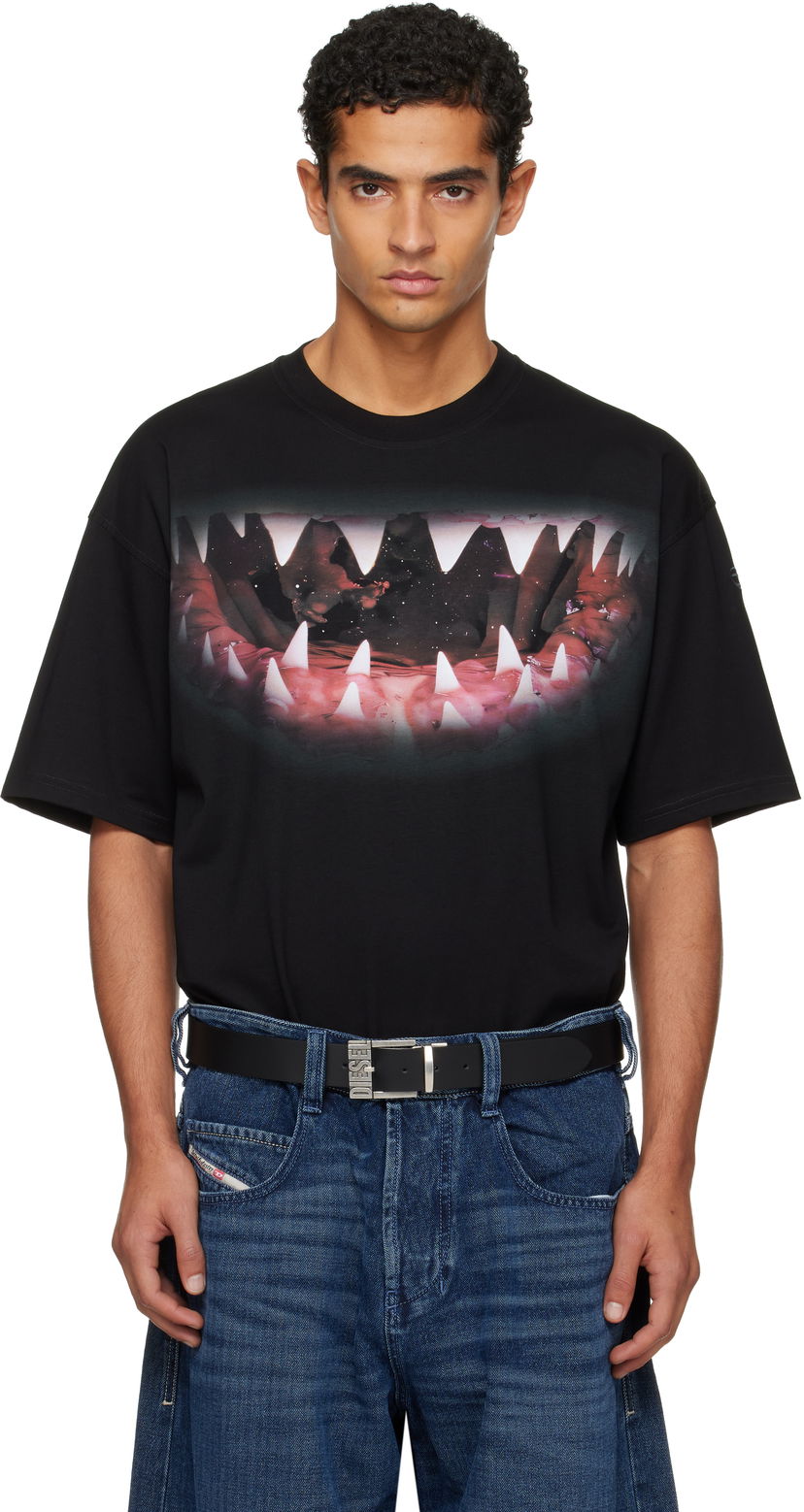 T-paita Diesel Shark Jaw Print T-Shirt Musta | A19617-0PLAT-9XX