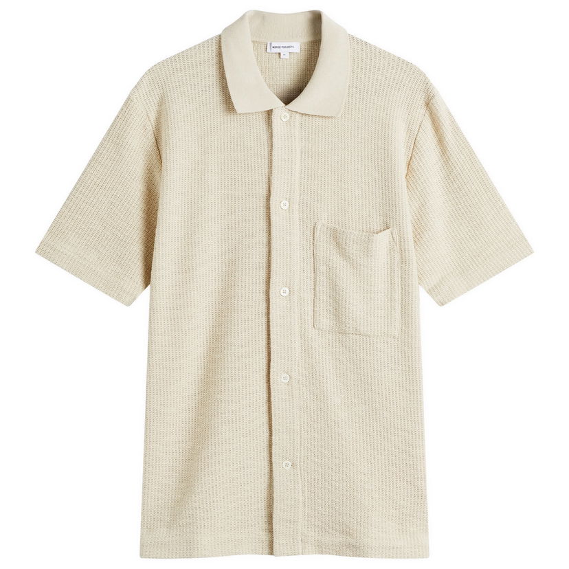 Poolopaita NORSE PROJECTS Norse Projects Gustav Crochet Short Sleeve Shirt Beige | N01-0683-2064