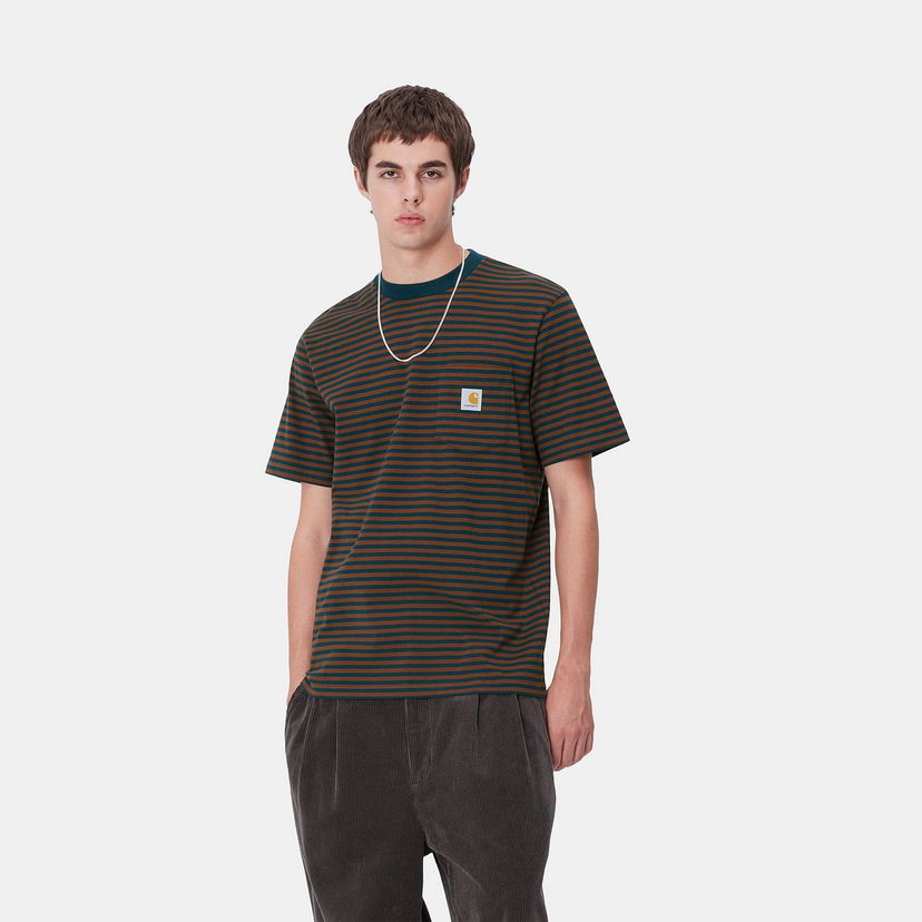 T-paita Carhartt WIP Striped Pocket T-Shirt Ruskea | I033816_9