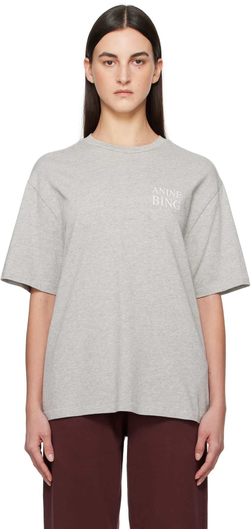 T-paita Anine Bing Anine Bing Myers Serif T-Shirt Harmaa | A-08-10522-WAGR1
