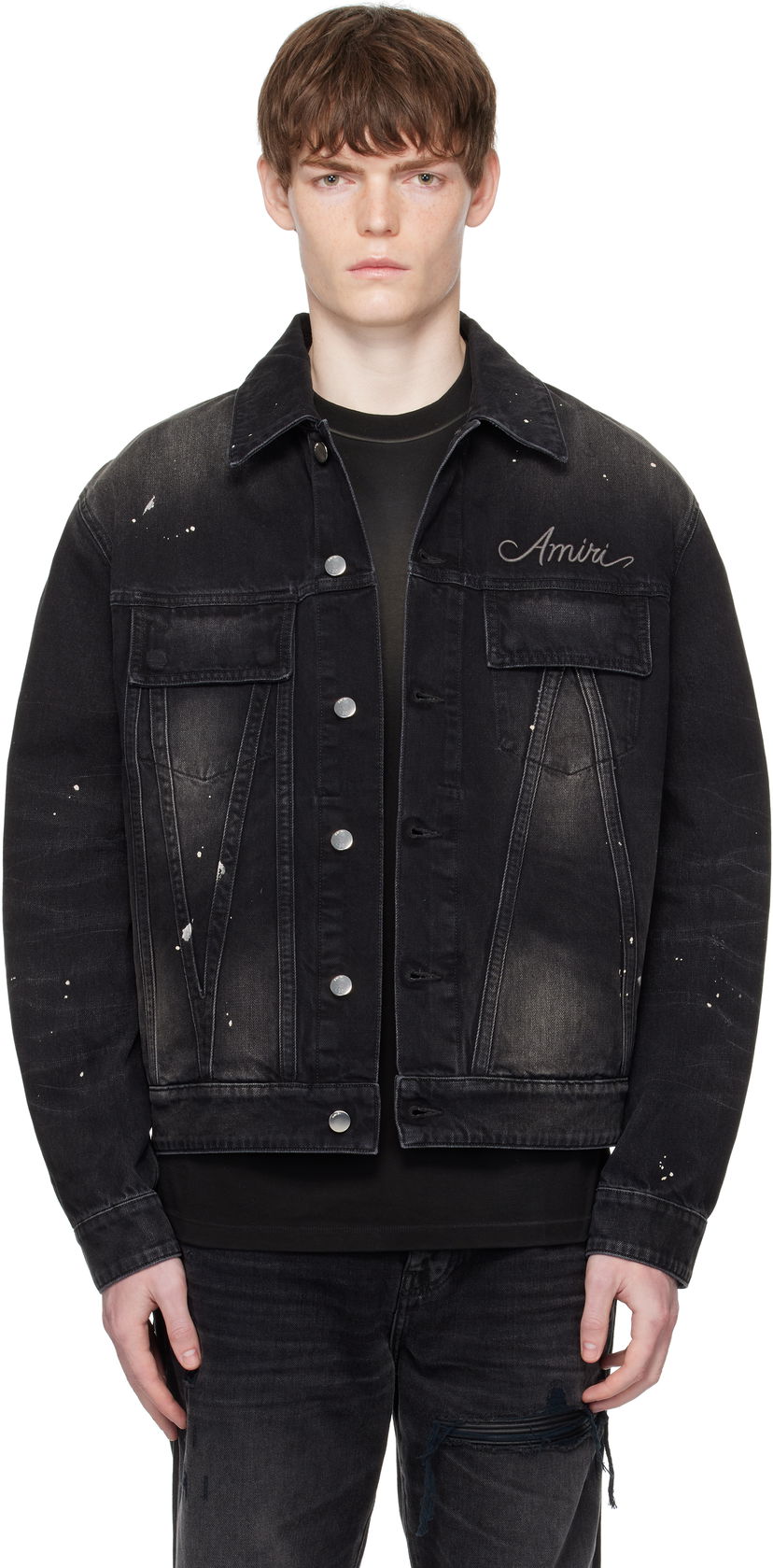 Takki AMIRI Amiri Bleach Bandana Denim Jacket Musta | AMDNTR1025