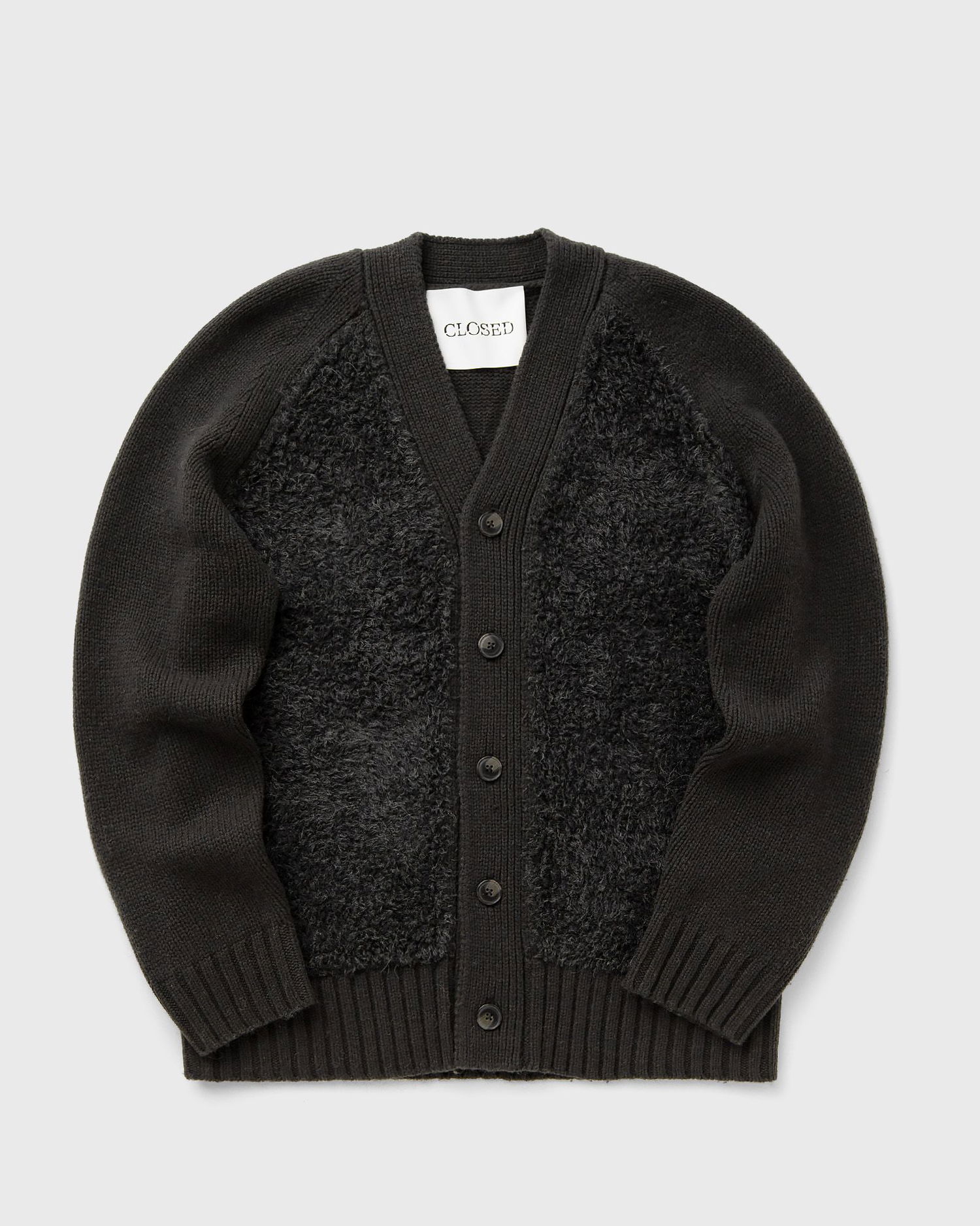 Villapaita CLOSED V-Neck Button-Front Mixed-Texture Cardigan Musta | C86448-93Q-22-164, 0