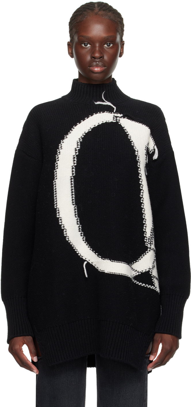 Villapaita Off-White Black Loose Thread Sweater Musta | OWHF044F23KNI0021004