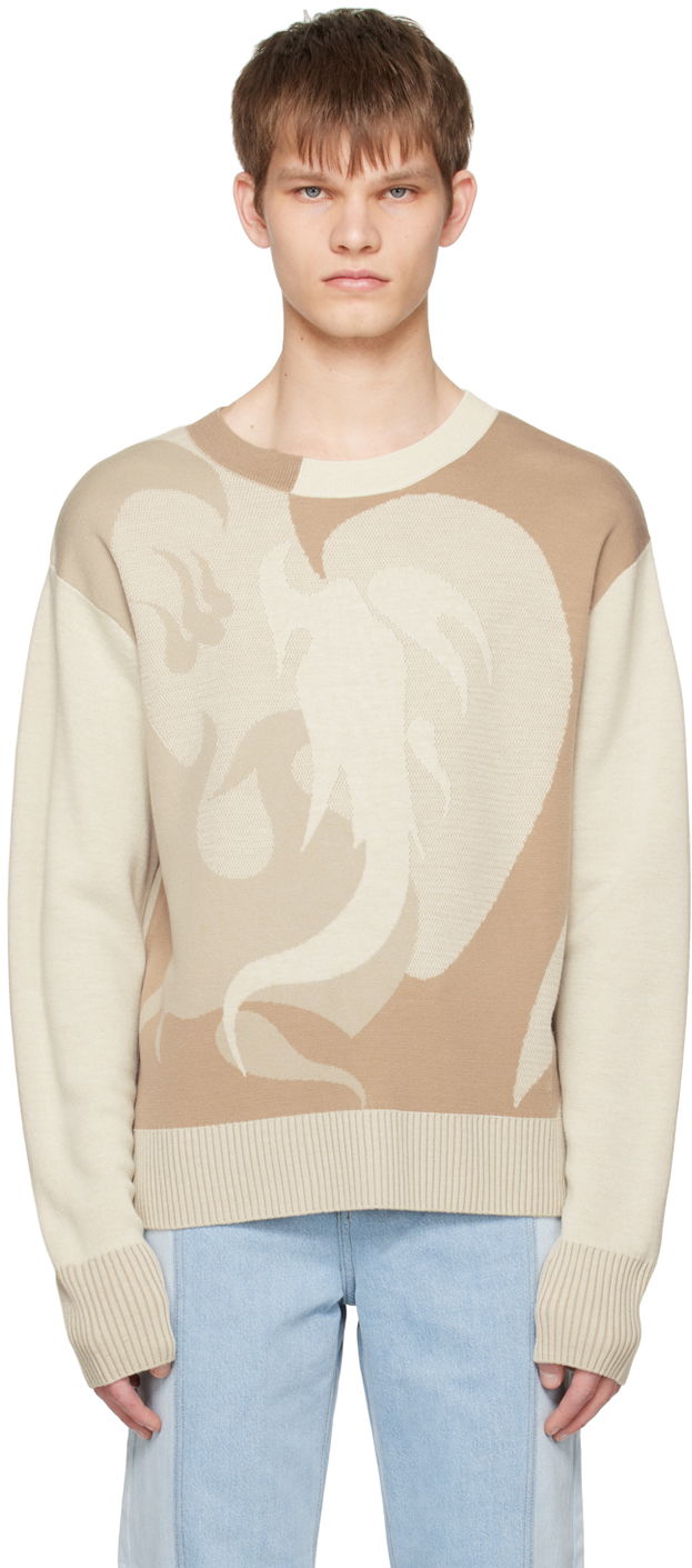 Villapaita Feng Chen Wang Feng Chen Wang Phoenix Sweater Beige | FUS15KT01B