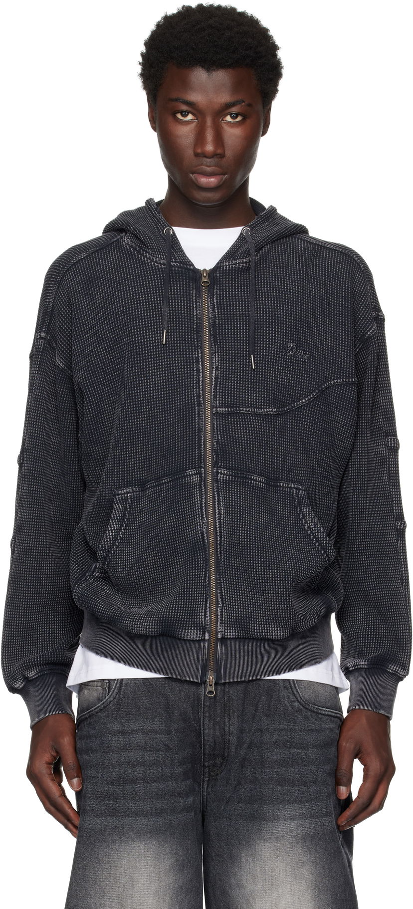 Huppari Dime Dime Premium Waffle Zip Hoodie Musta | DIMESU258BLK