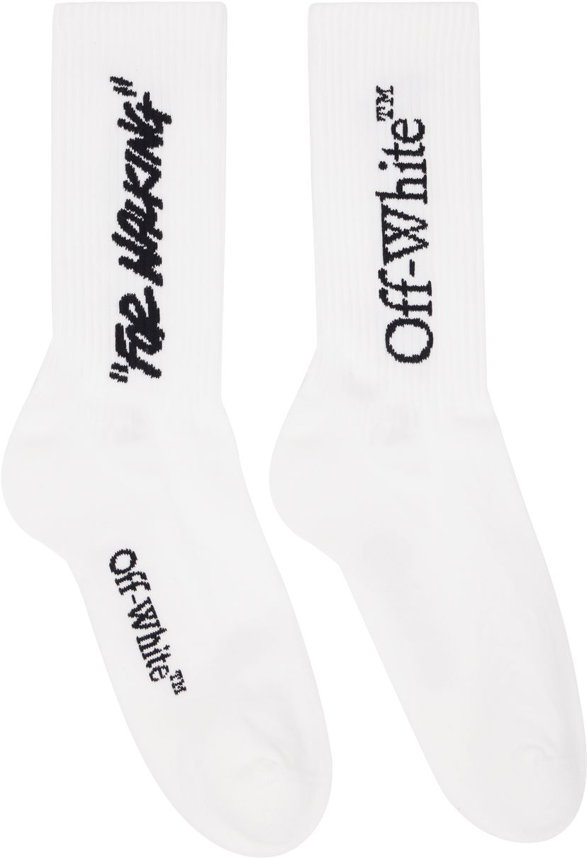Sukat Off-White Quote Mid Socks Valkoinen | OMRA085C99KNI0020110