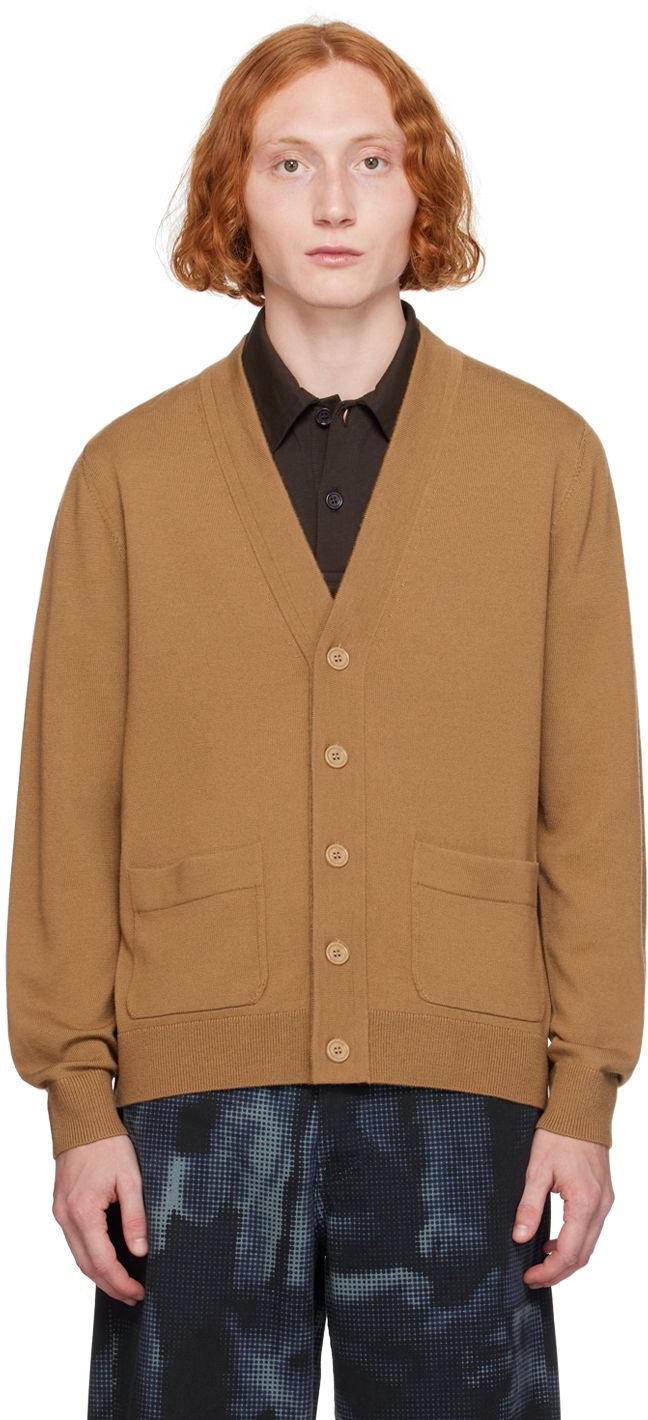 Villapaita Dries Van Noten Brown Merino Wool Cardigan Beige | 242-021206-9700