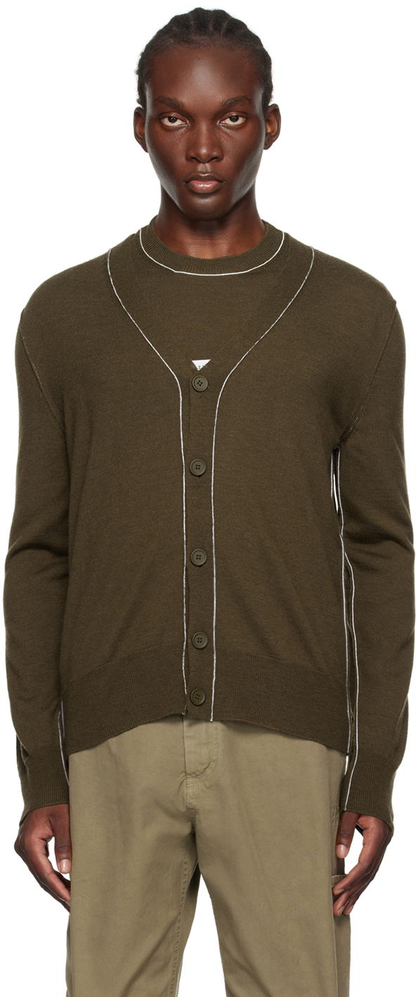 Villapaita Maison Margiela MM6 Khaki Virgin Wool Cardigan Ruskea | SH0HP0006 M13037