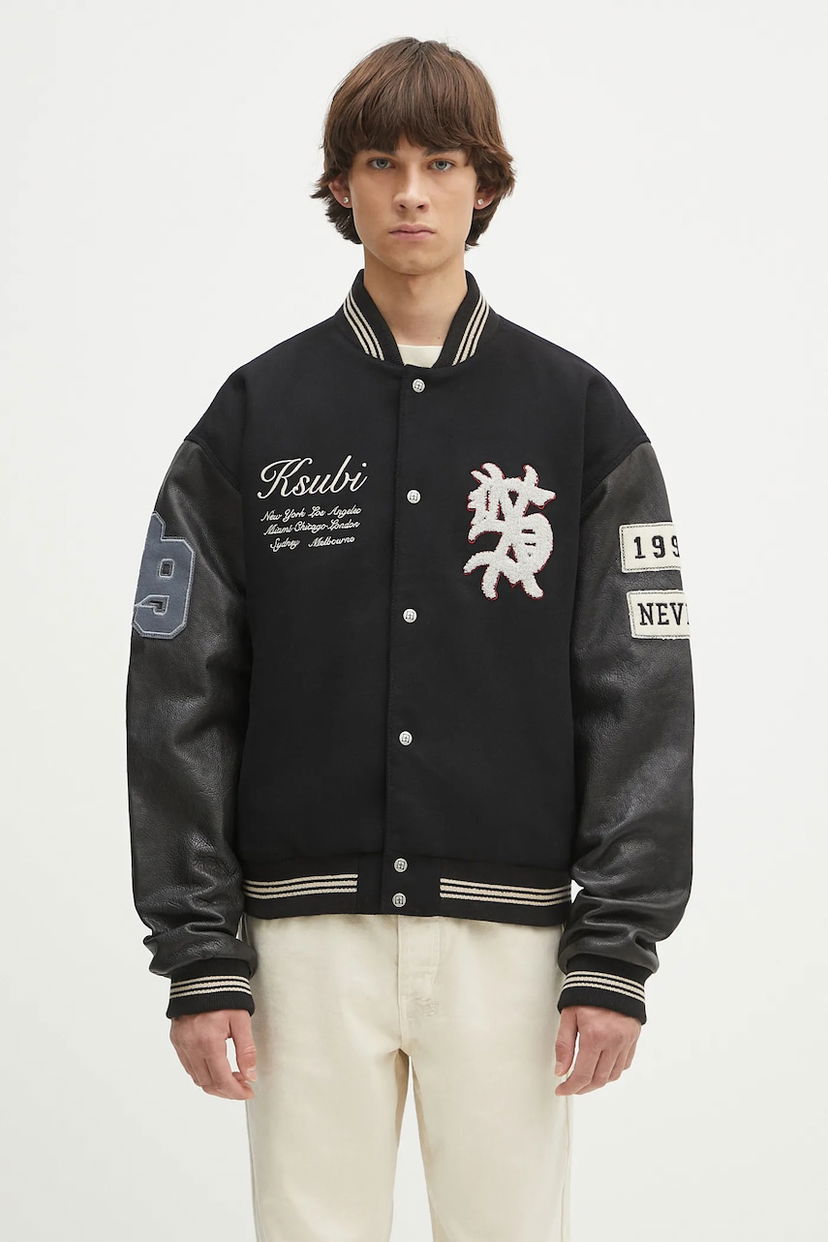 Bomber-takki Ksubi KSUBI Playoff Varsity Bomber Jacket Musta | MSP25JK003