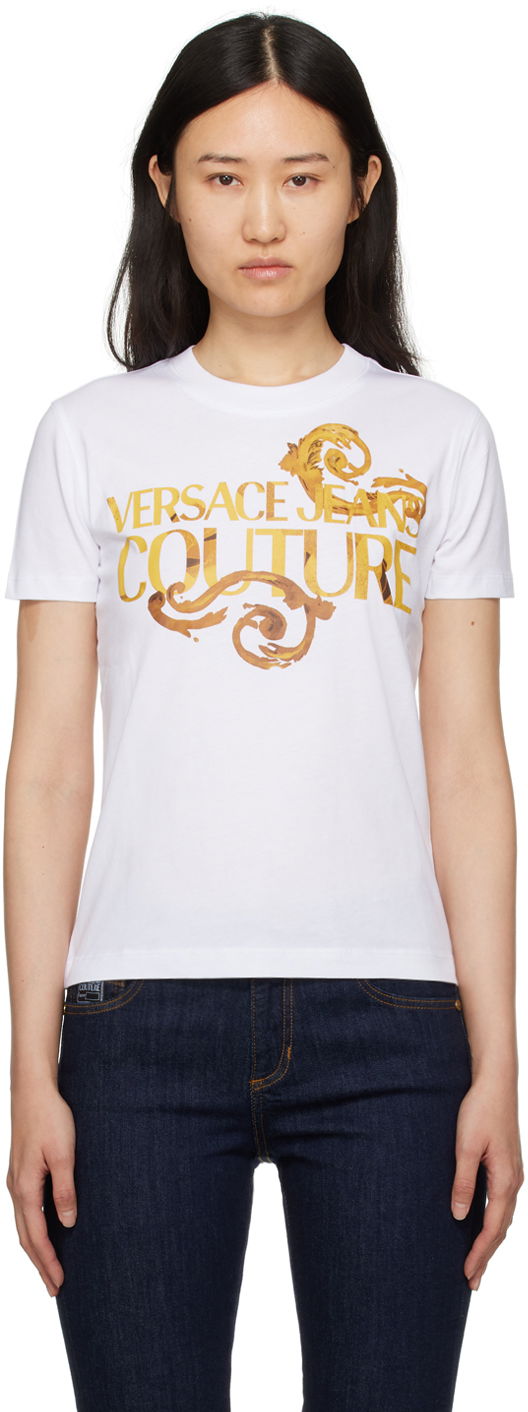 T-paita Versace Printed T-Shirt Valkoinen | E76HAHG00_ECJ00G