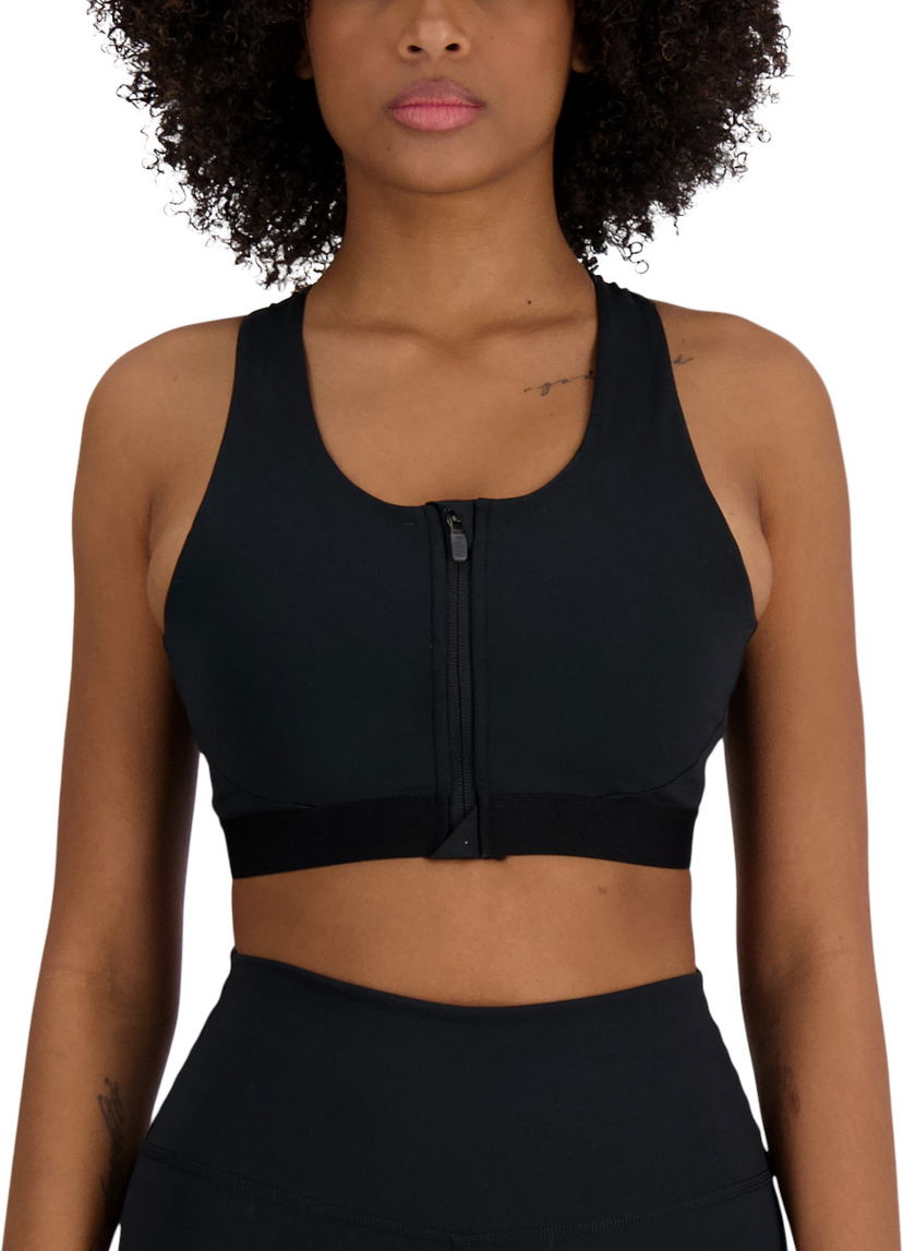 Rintaliivit New Balance Sleek Medium Support Pocket Zip Front Bra Musta | wb41047-bk