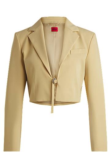 Takki BOSS Cropped Blazer with Tie Closure Keltainen | 50537589