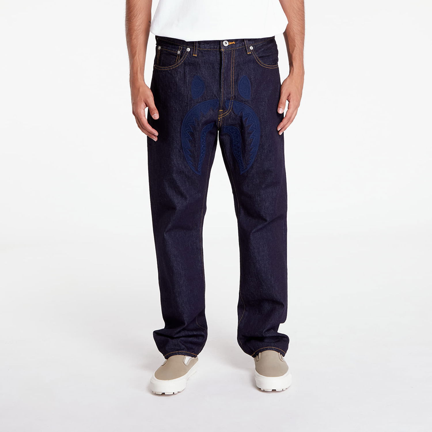 Jeans BAPE A BATHING APE Shark 13 Oz Denim Pants Indigo Tummansininen | 001DPK801004M ING, 0