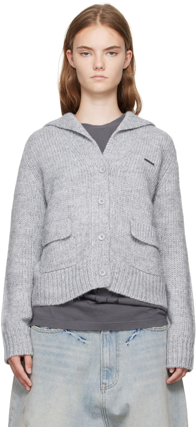 Villapaita We11done Knit Sailor Collar Cardigan Harmaa | WD-KC2-24-632-W-GY