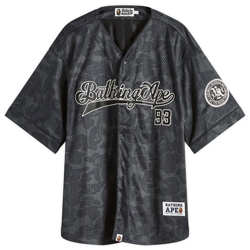 Jersey BAPE Bathing Ape Camo Baseball Jersey Musta | 001SRL301003M-BLK