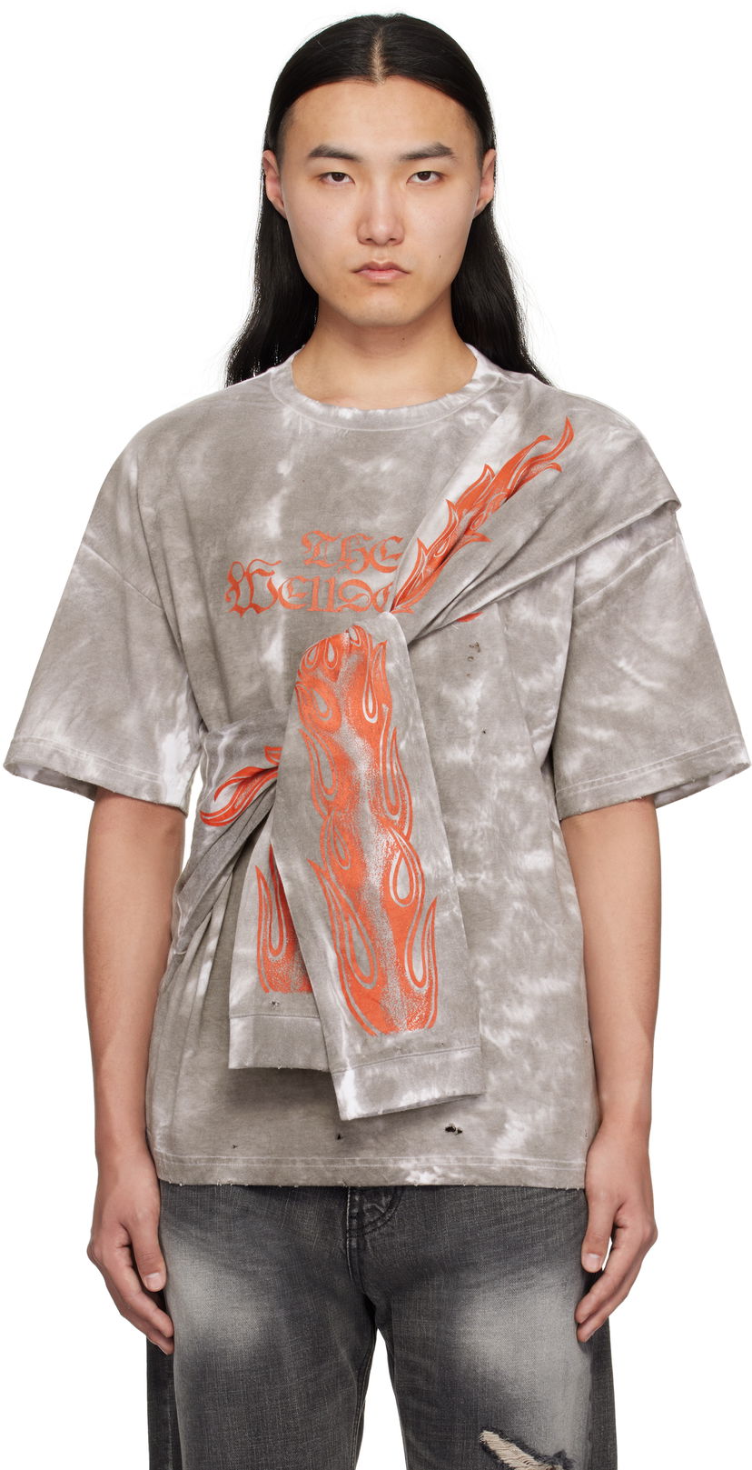 T-paita We11done We11done Muddy 4 Sleeves T-Shirt Harmaa | WD-TT0-25-732-U-BK