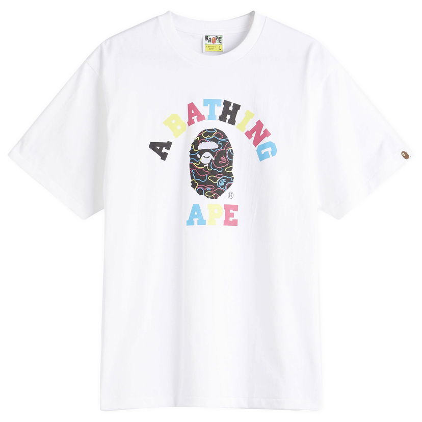 T-paita BAPE Bathing Ape Neon Camo College T-Shirt, Size Large Valkoinen | 001TEL301038M-WHT