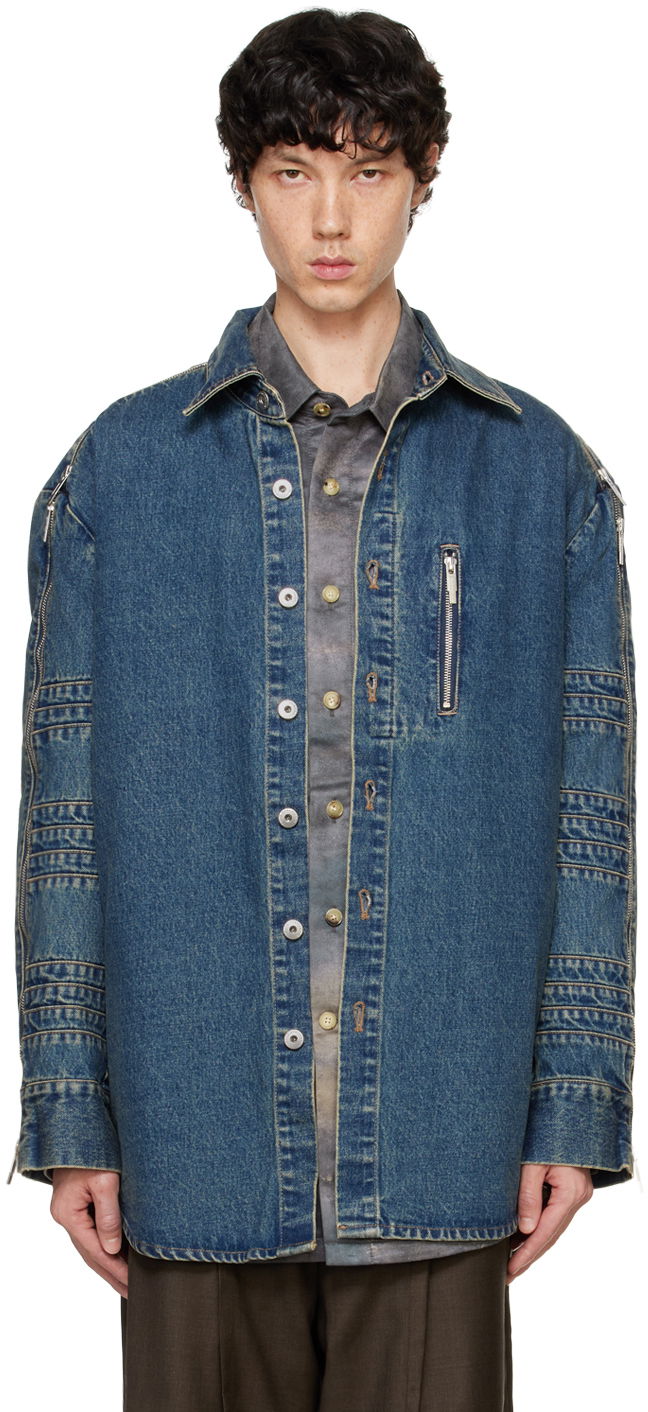 Paita Feng Chen Wang Feng Chen Wang Zip Denim Jacket Sininen | FUF18SR03