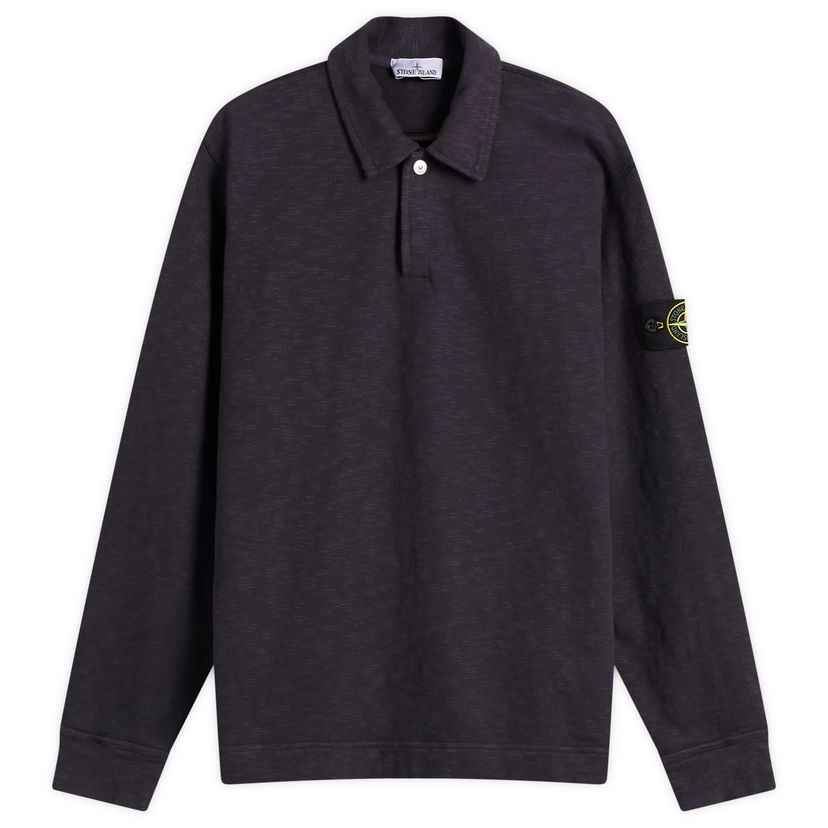 Poolopaita Stone Island Brushed Cotton Long Sleeve Polo Shirt, Size Large Tummansininen | K2S156100054-V0026