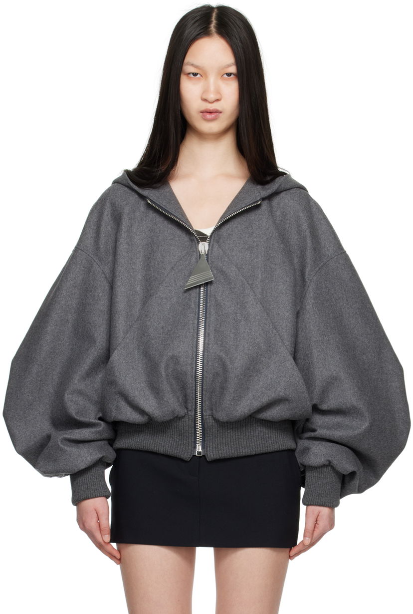 Huppari The Attico Attico Hooded Bomber Jacket Harmaa | 248WCB41 W055