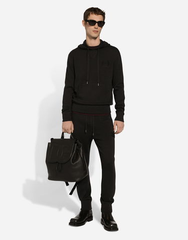 Huppari Dolce & Gabbana Dolce & Gabbana Wool and Silk Hoodie with DG Patch Musta | GXV55ZJFMCZN2958, 1