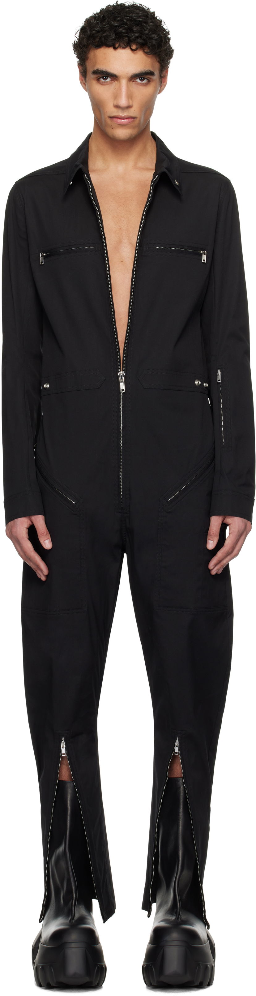 Haalari Rick Owens Rick Owens Hollywood Headon Jumpsuit Musta | RU01E5559 TE