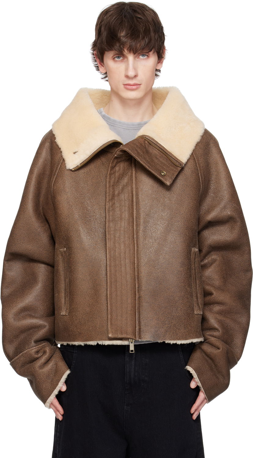 Bomber-takki Entire Studios Entire Studios Bulk Shearling Jacket Ruskea | ESU-S25-13014-CO