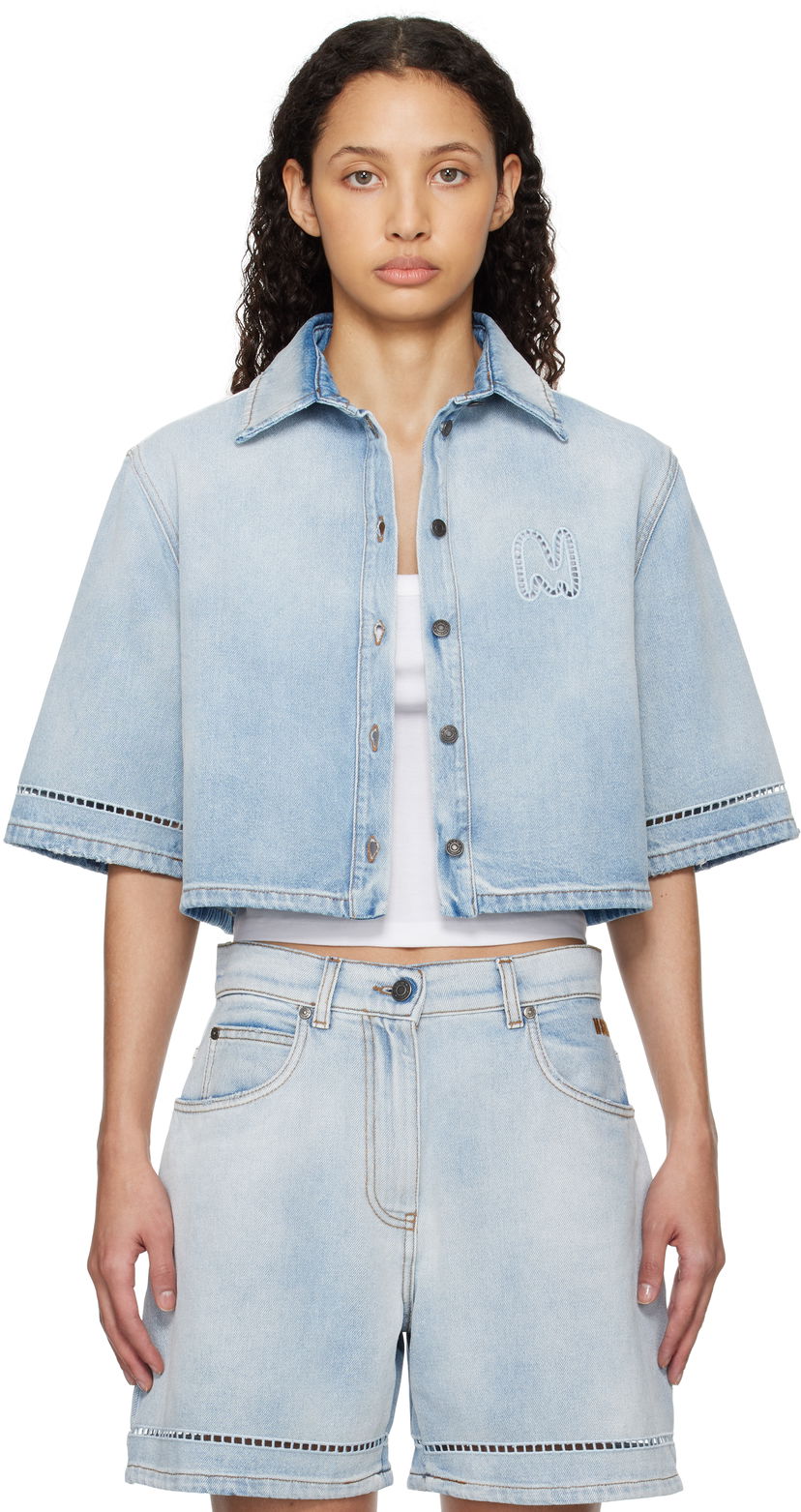 Paita MSGM MSGM Cropped Denim Shirt Sininen | 3841MDE232X 257271
