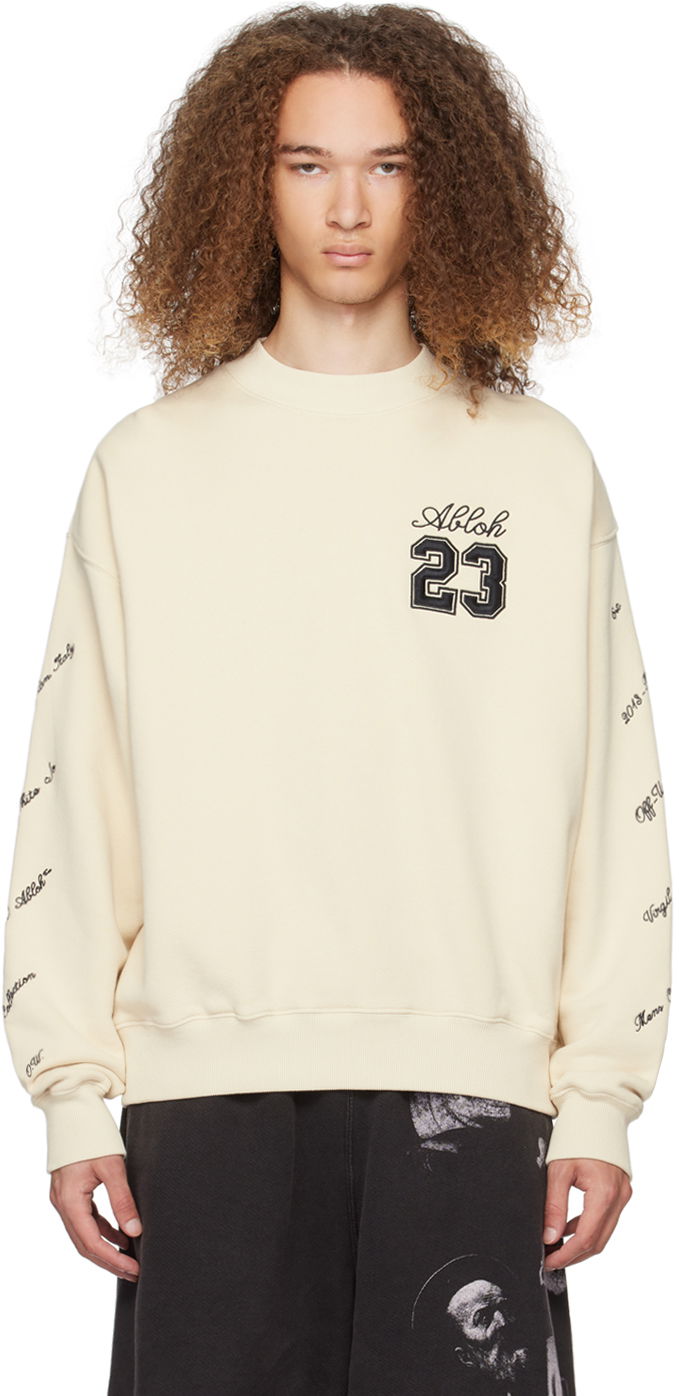 Huppari Off-White '23' Skate Sweatshirt Beige | OMBA054S24FLE0090310