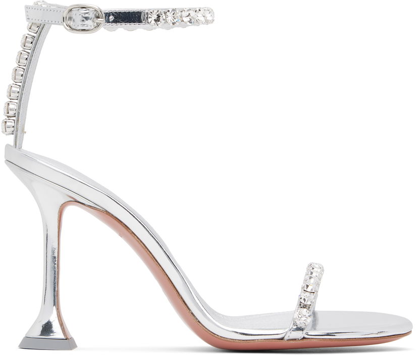 Mekko Amina Muaddi Amina Muaddi Gigi 95 Heeled Sandals Metallinen | GIGI SANDAL 95