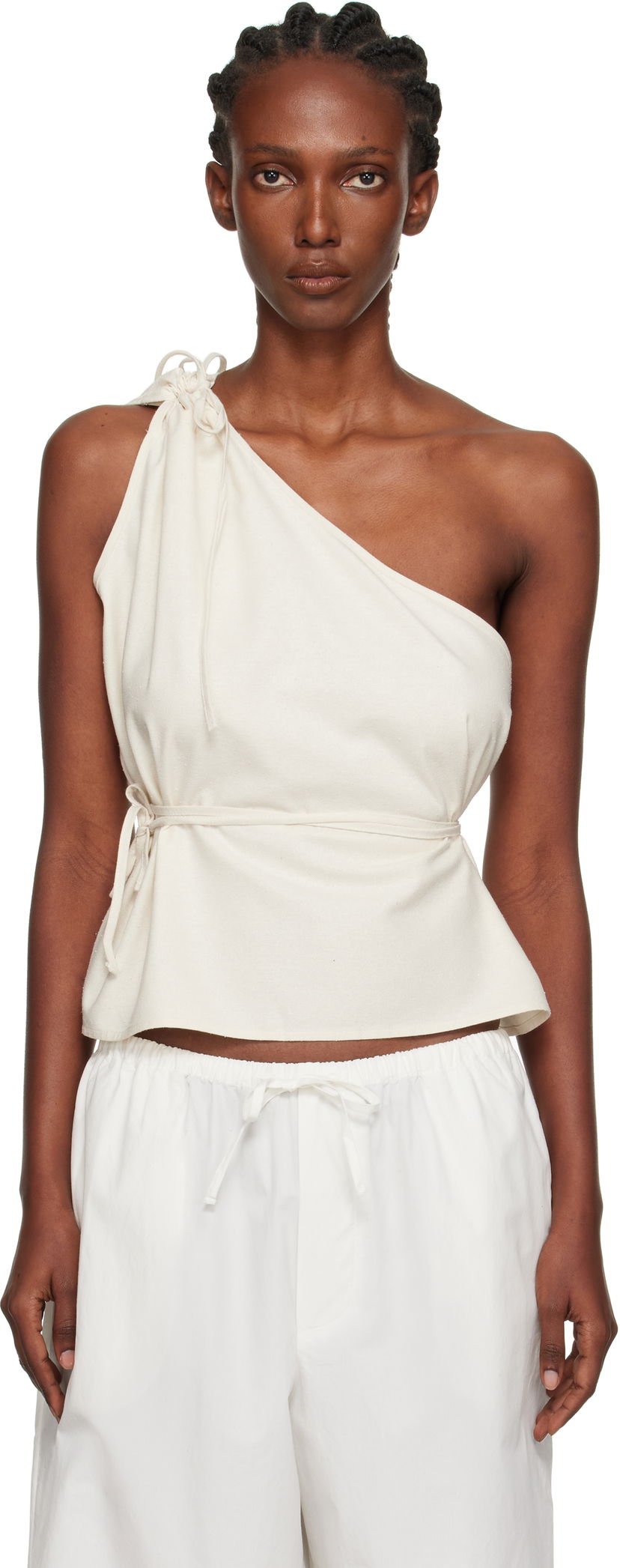 Tankkitoppi Baserange Baserange One Shoulder Tie Waist Top Valkoinen | TSVI-WS-AU25
