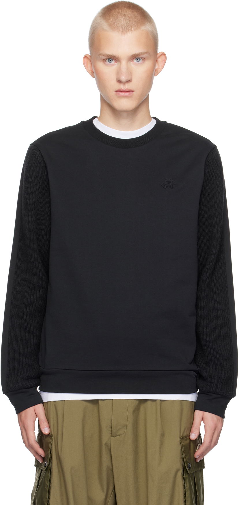 Huppari Moncler French Terry & Knit Sweatshirt Tummansininen | J20918G00044809KR